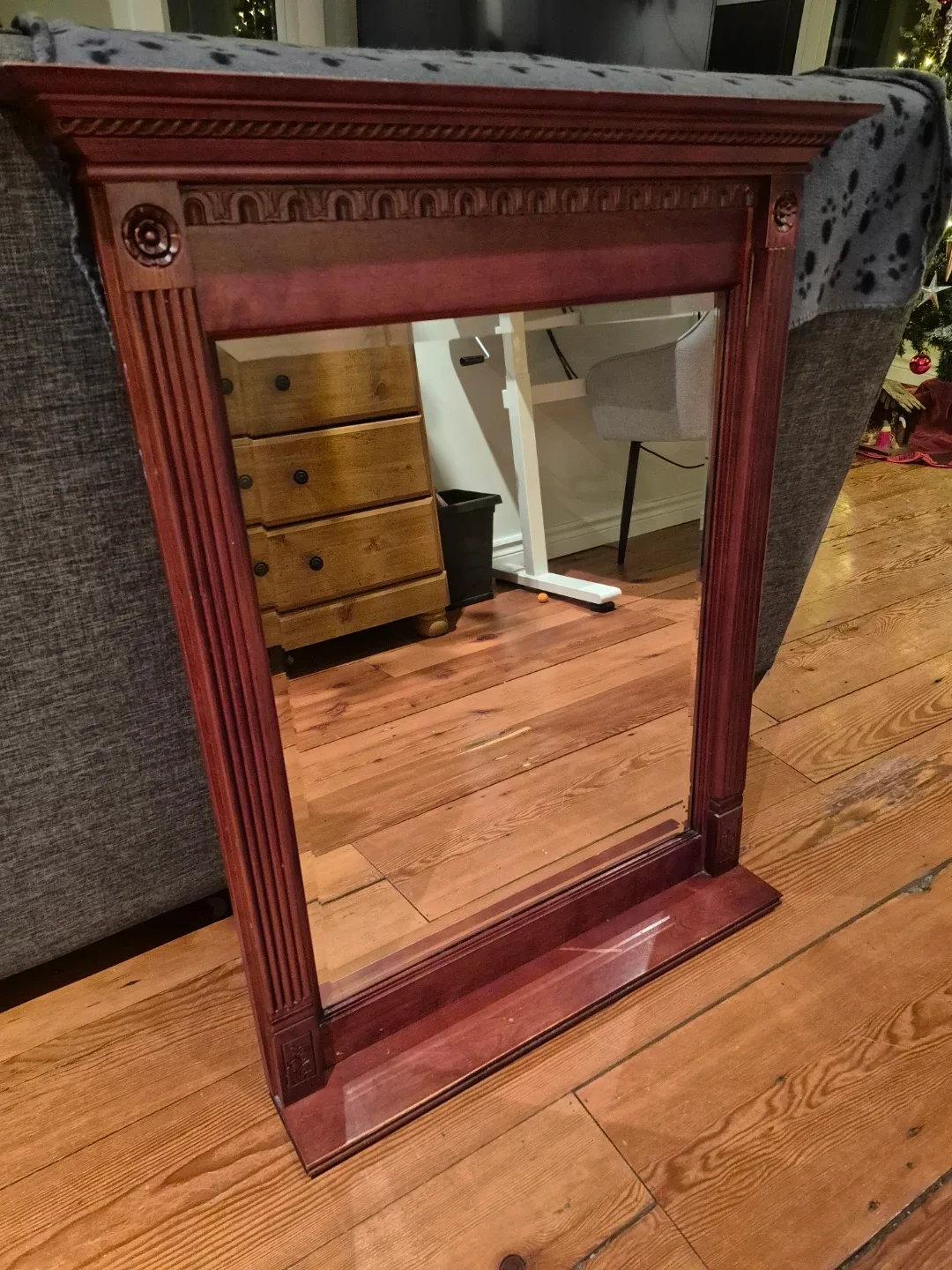 Wood framed antique mirror