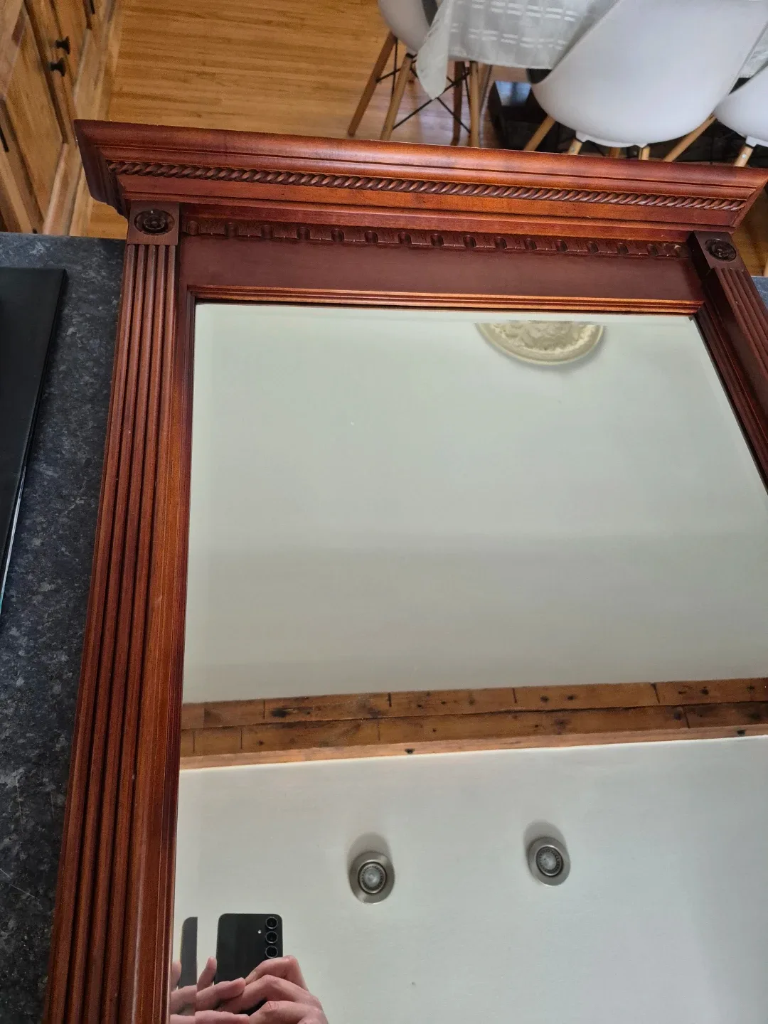 Wood framed antique mirror image indicator(3)