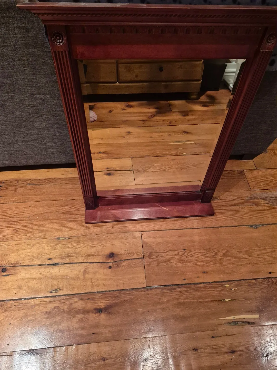 Wood framed antique mirror image indicator(5)