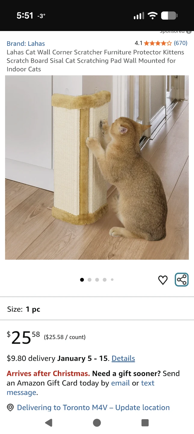 New Lahas Cat Wall Corner Scratcher