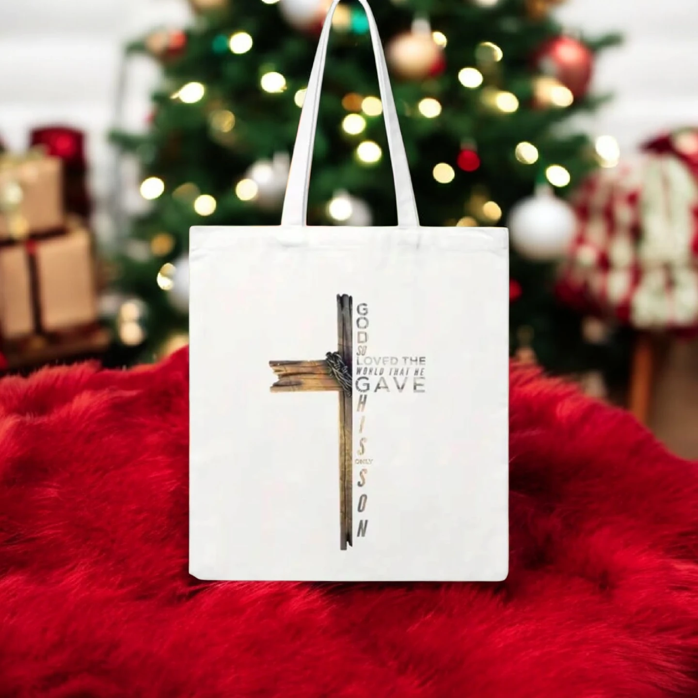 John 3:16 Tote Bag with Christian Design