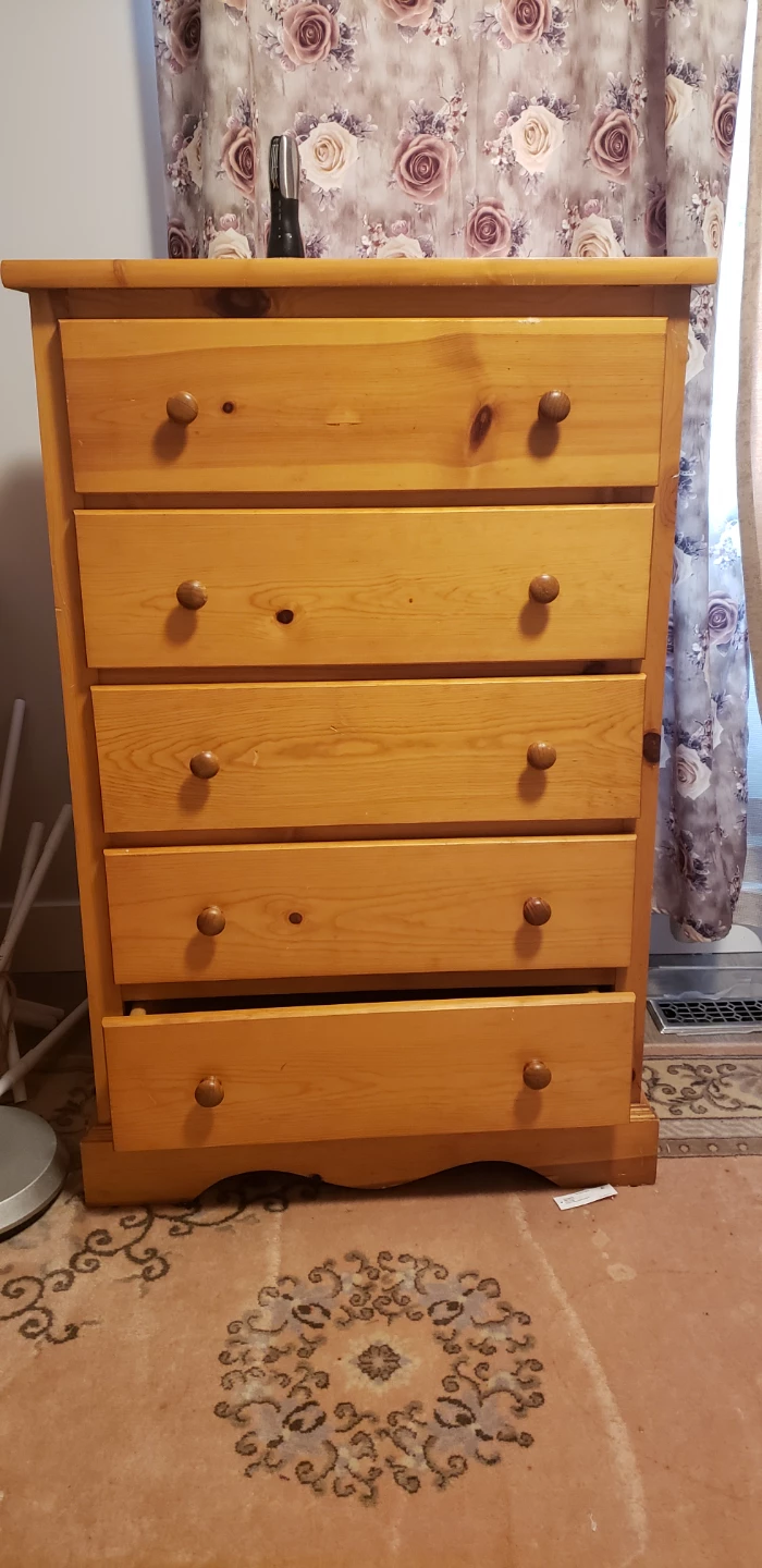 Wooden 5-Drawer Dresser - 29" x 18" x 46"