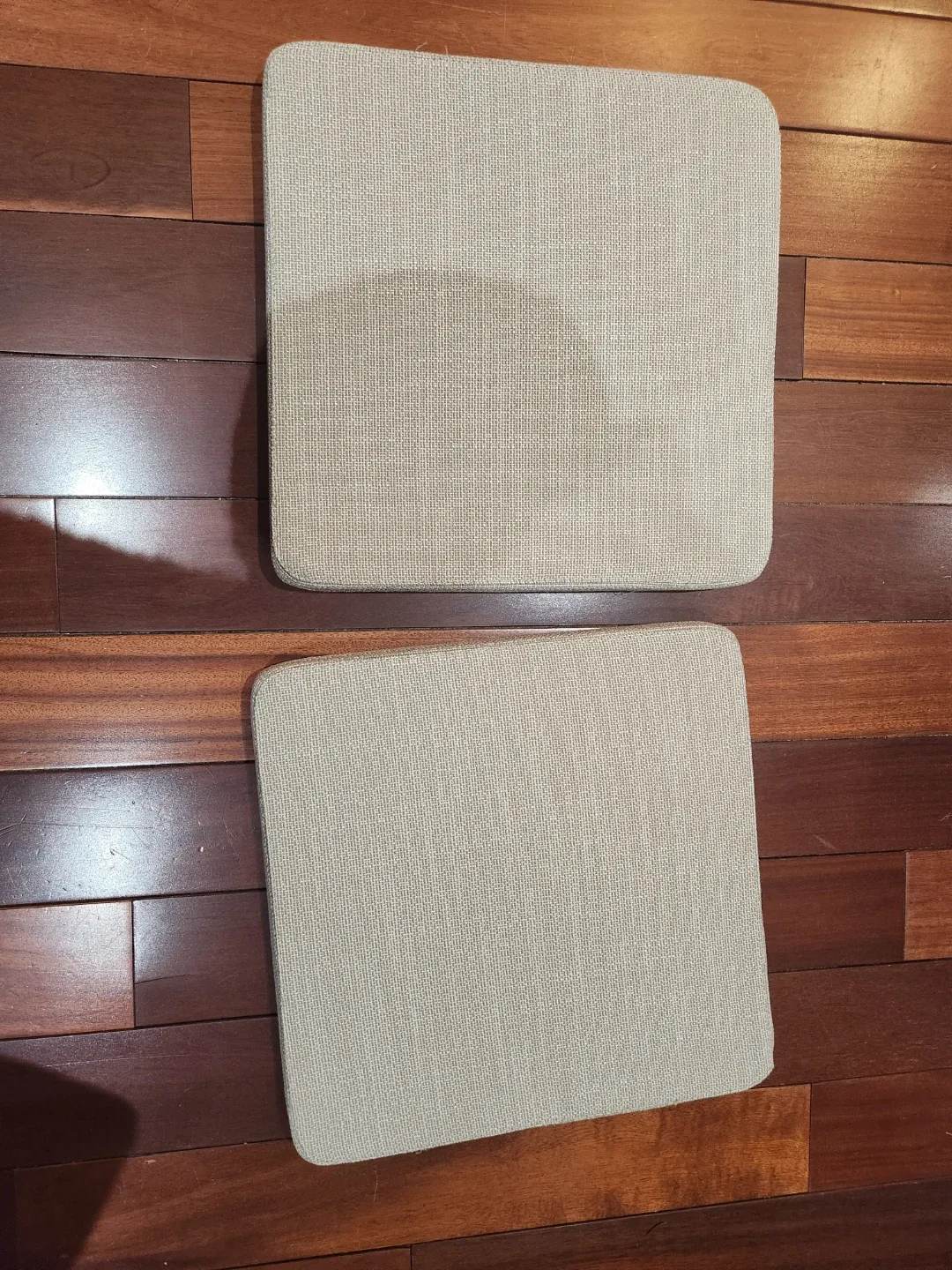 Two Beige Chair Cushions