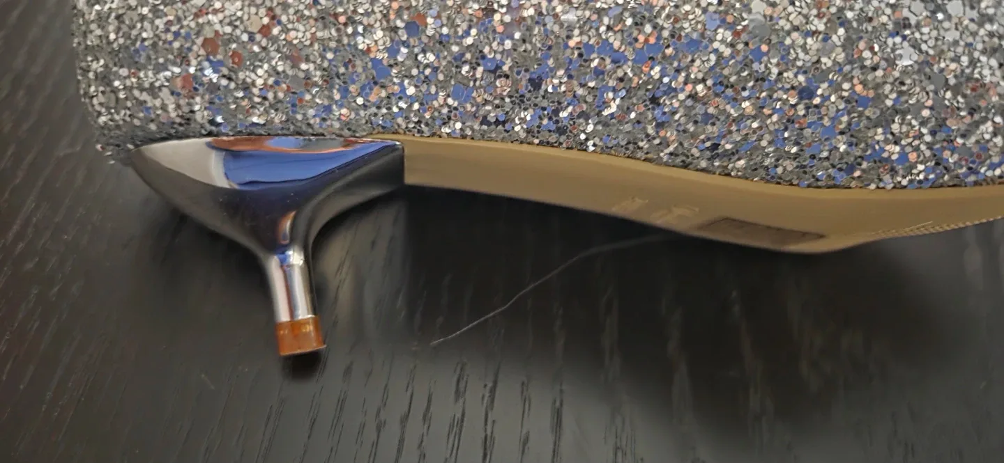 Tinselsizu Silver Glitter Heels - Size 1.5 image indicator(3)