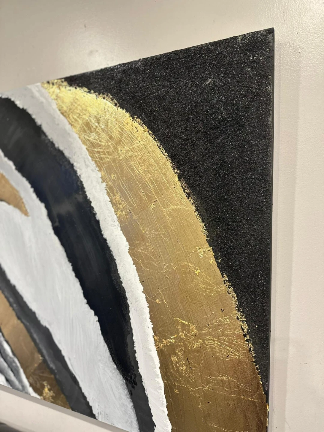 Abstract Black, White, and Gold Wall Art - photo 3