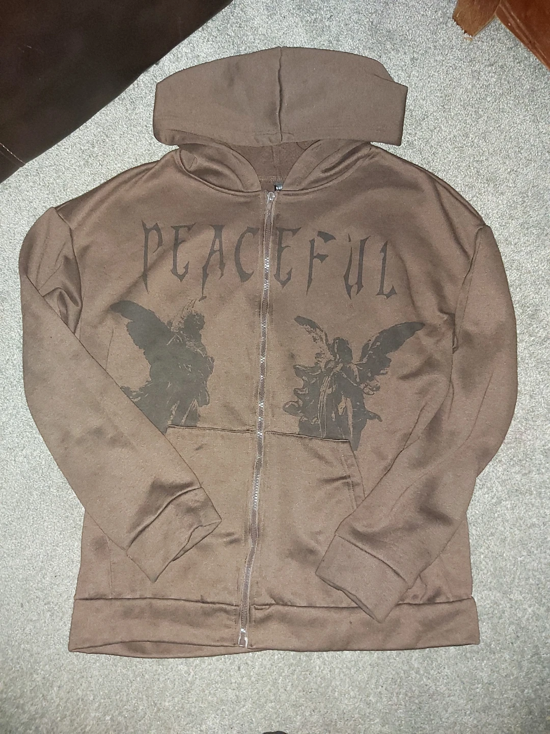 Shein Brown Angel Graphic Zip-Up Hoodie - photo 2