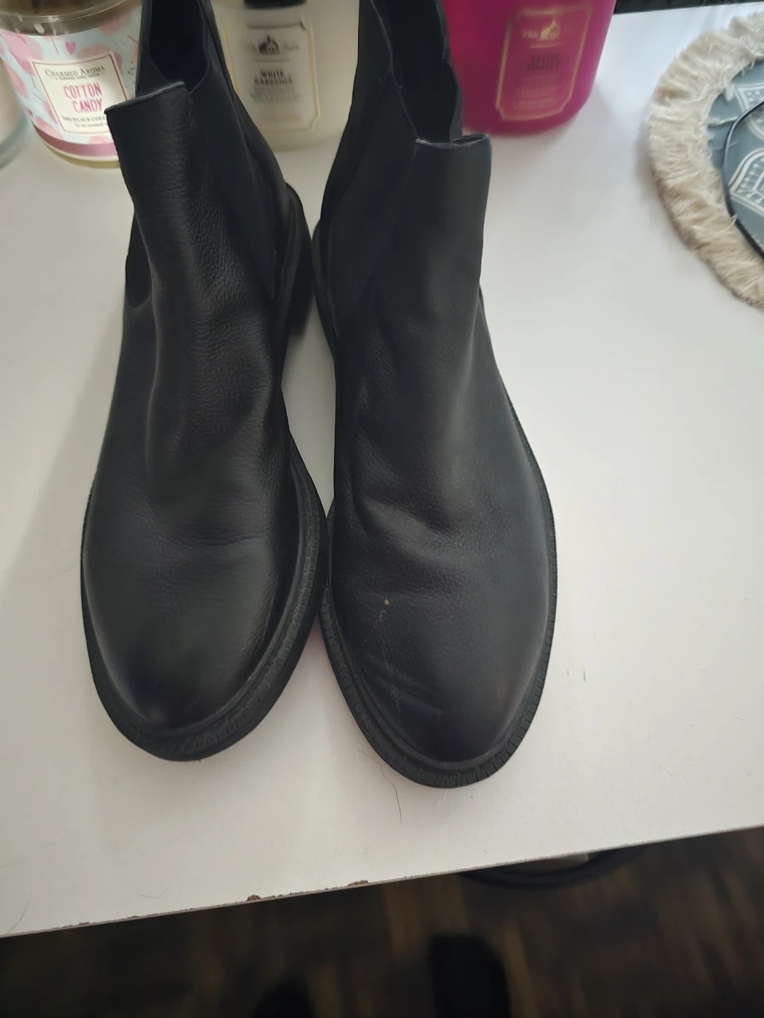 Black Leather Chelsea Boots, Size 9
