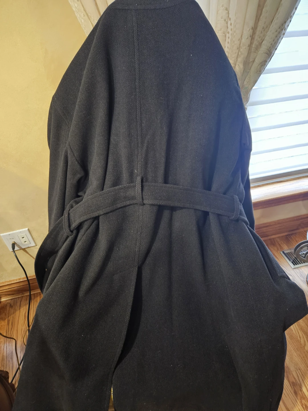 Black belted wool coat - photo 2