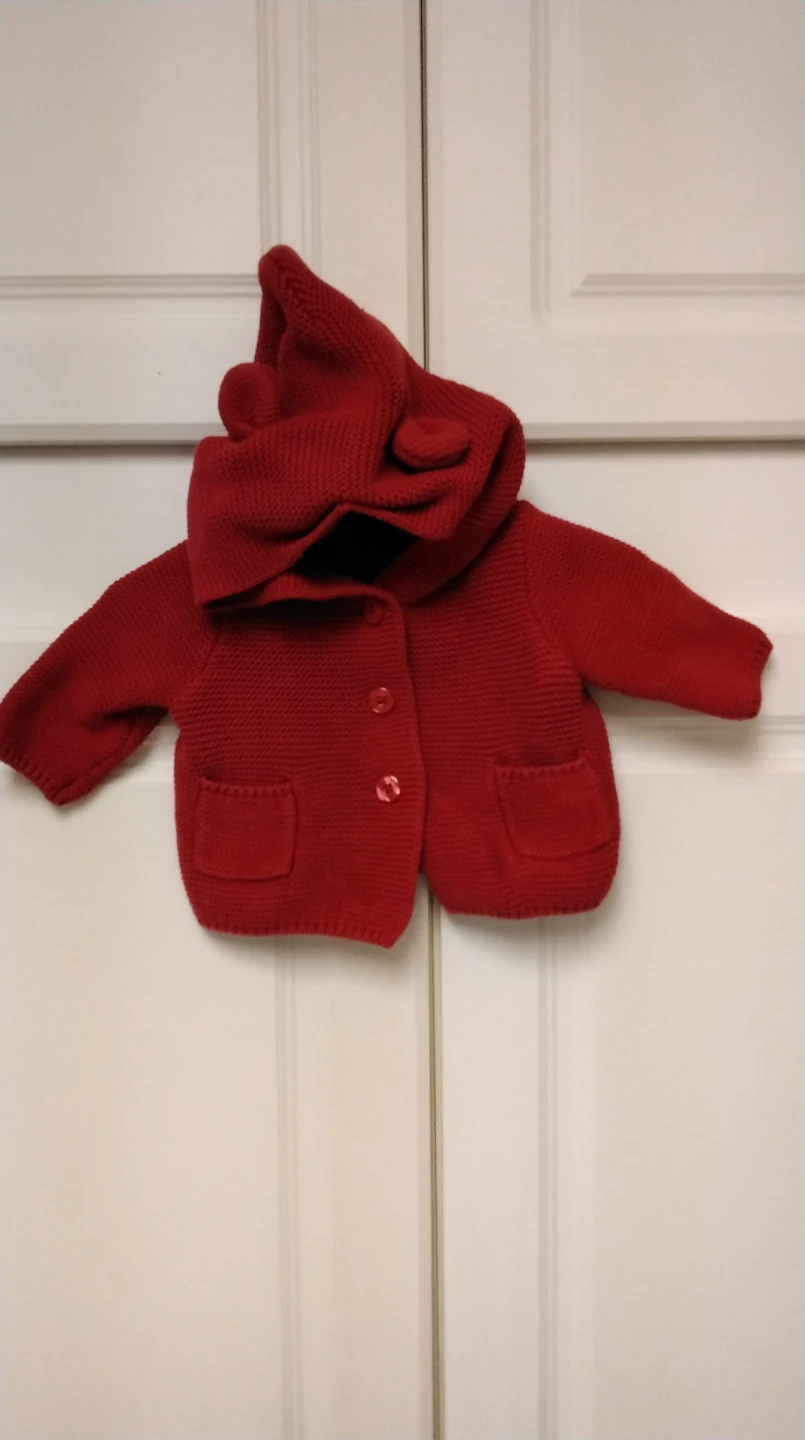 Baby Gap Red Knit Bear Hoodie 0-3 Months