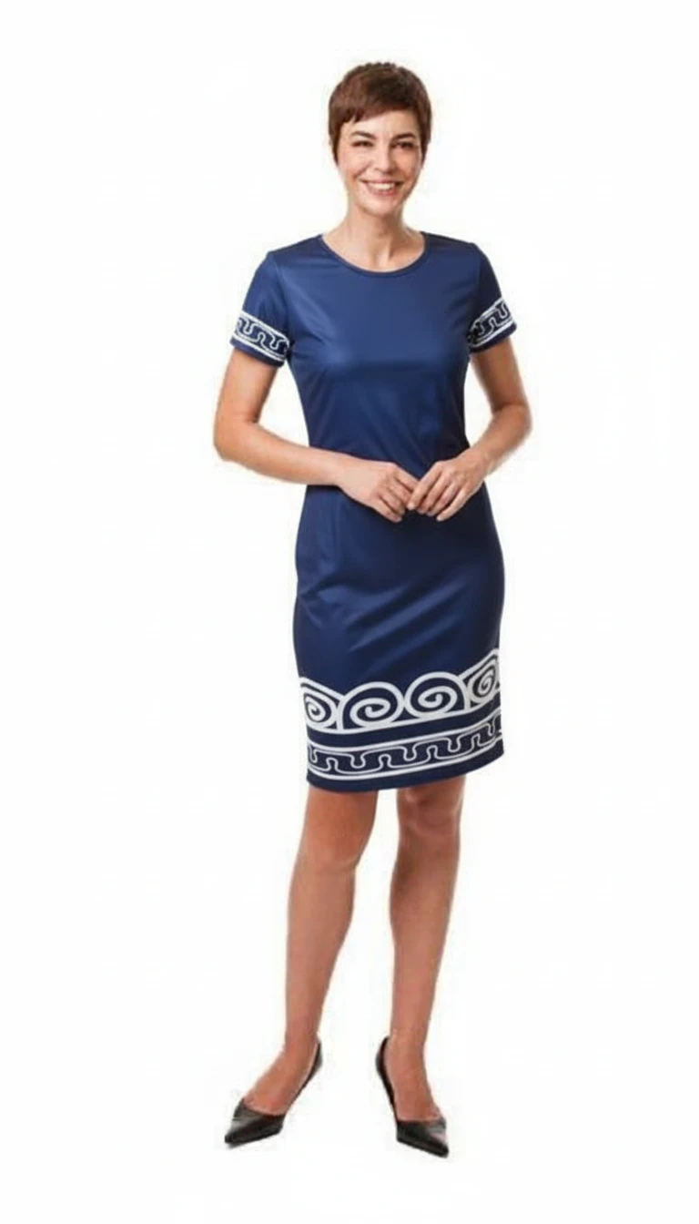 Blue Dress with White Pattern