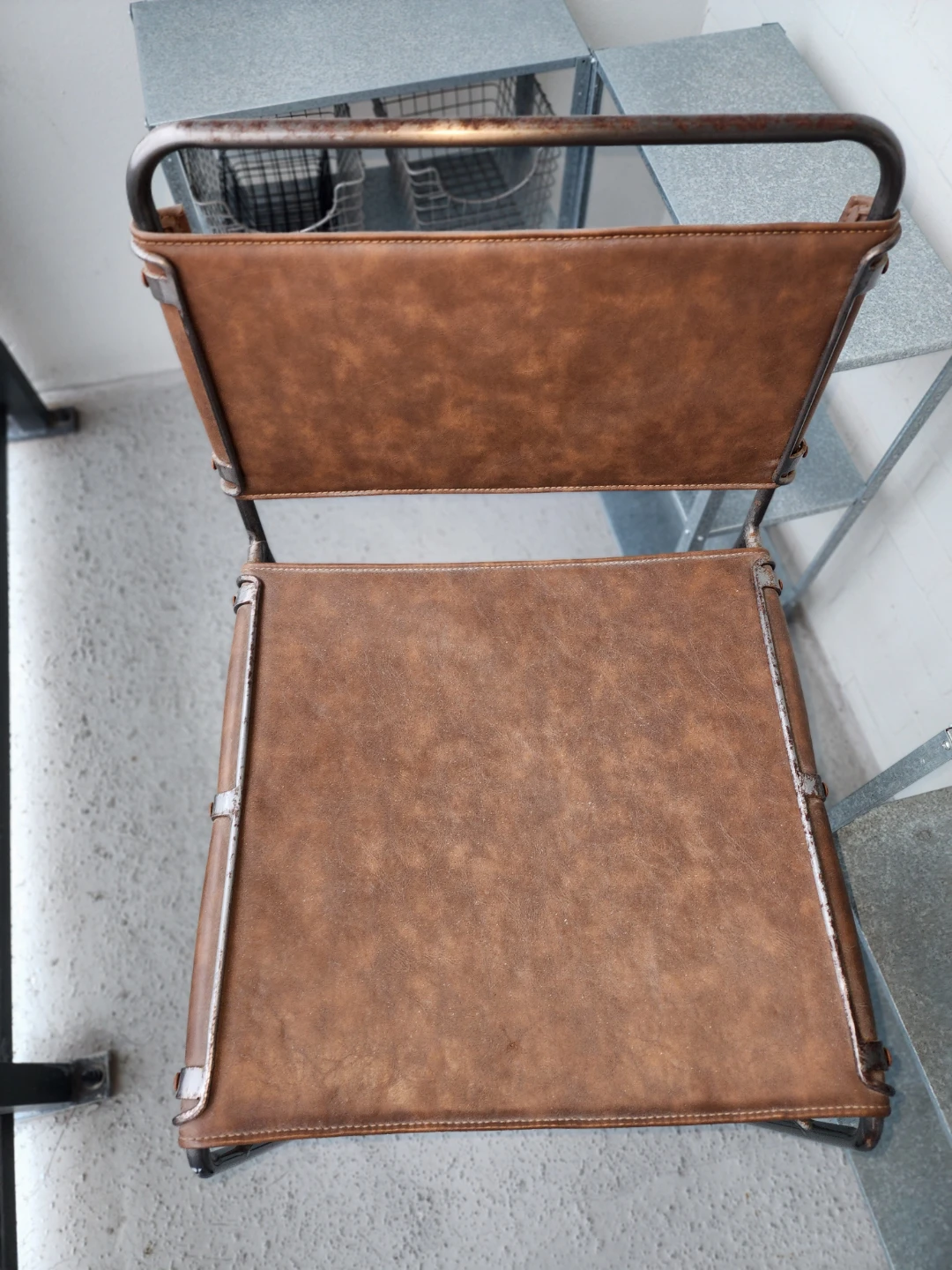 Brown Leather & Metal Bar Stool - photo 2