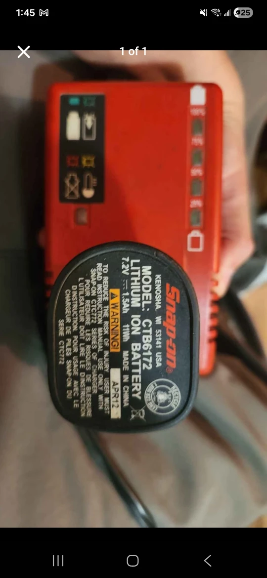 Snap-on7.2V Lithium Ion Battery Charger with battery #cleanout