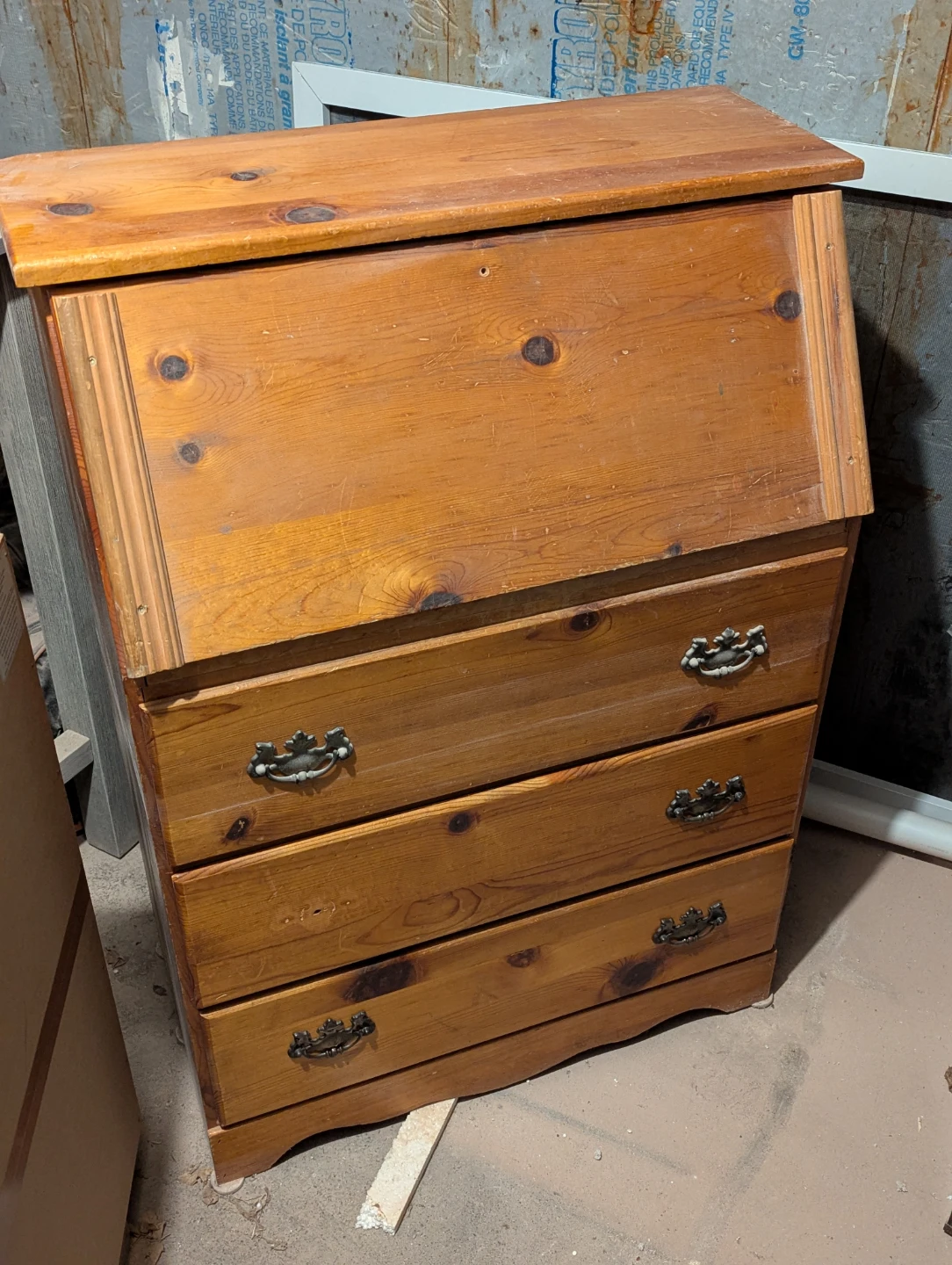 Wooden Secretary Desk with Drawers