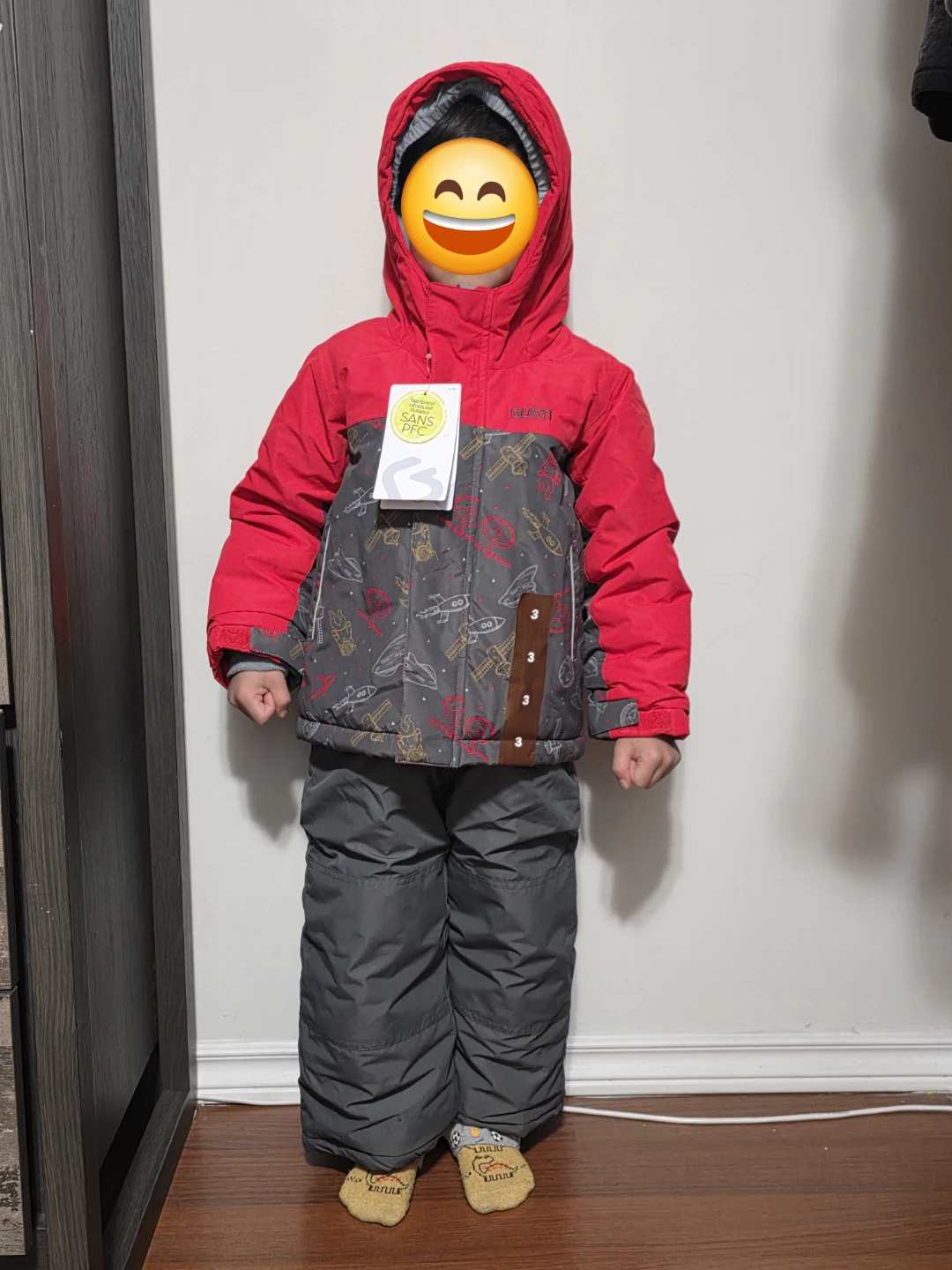 Gusti Ski Snowsuit - Red & Grey - 3 years old. - photo 2