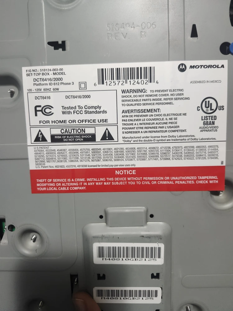 Motorola DCT6416/2000 Digital Set-Top Box - photo 2