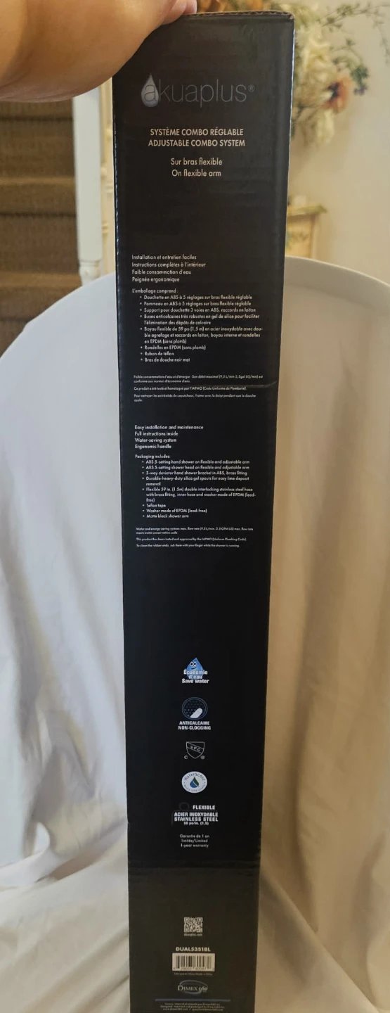 Black Akuaplus Adjustable Combo System Shower Head - photo 3