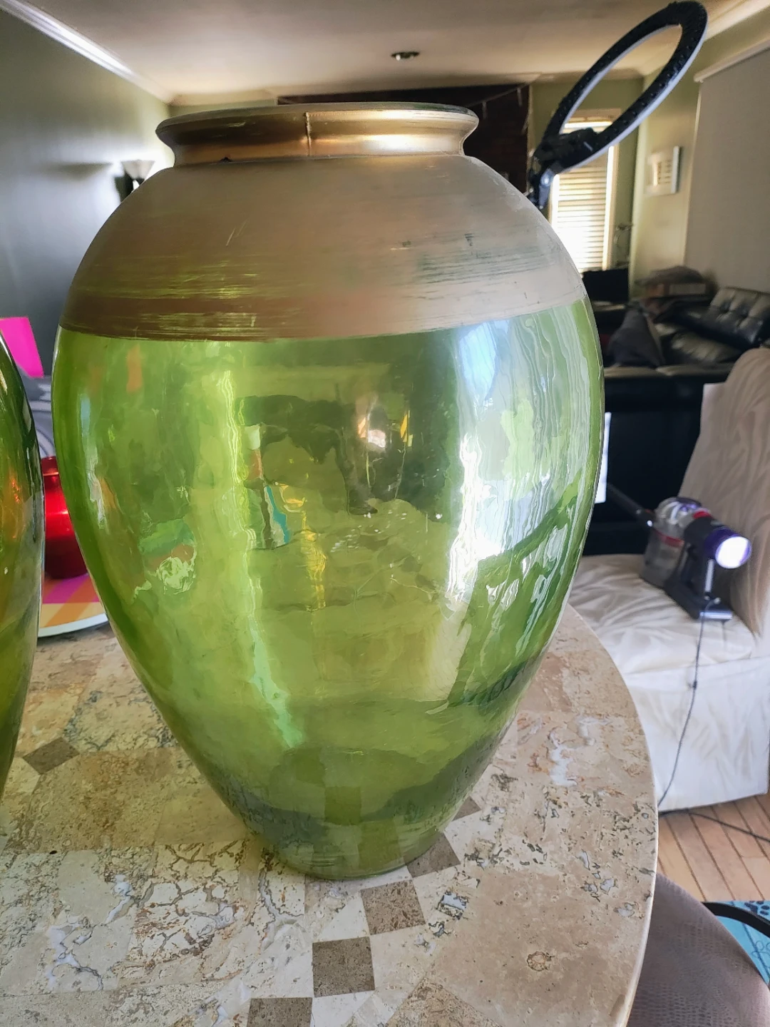 2 Large Green Glass Vase - photo 3