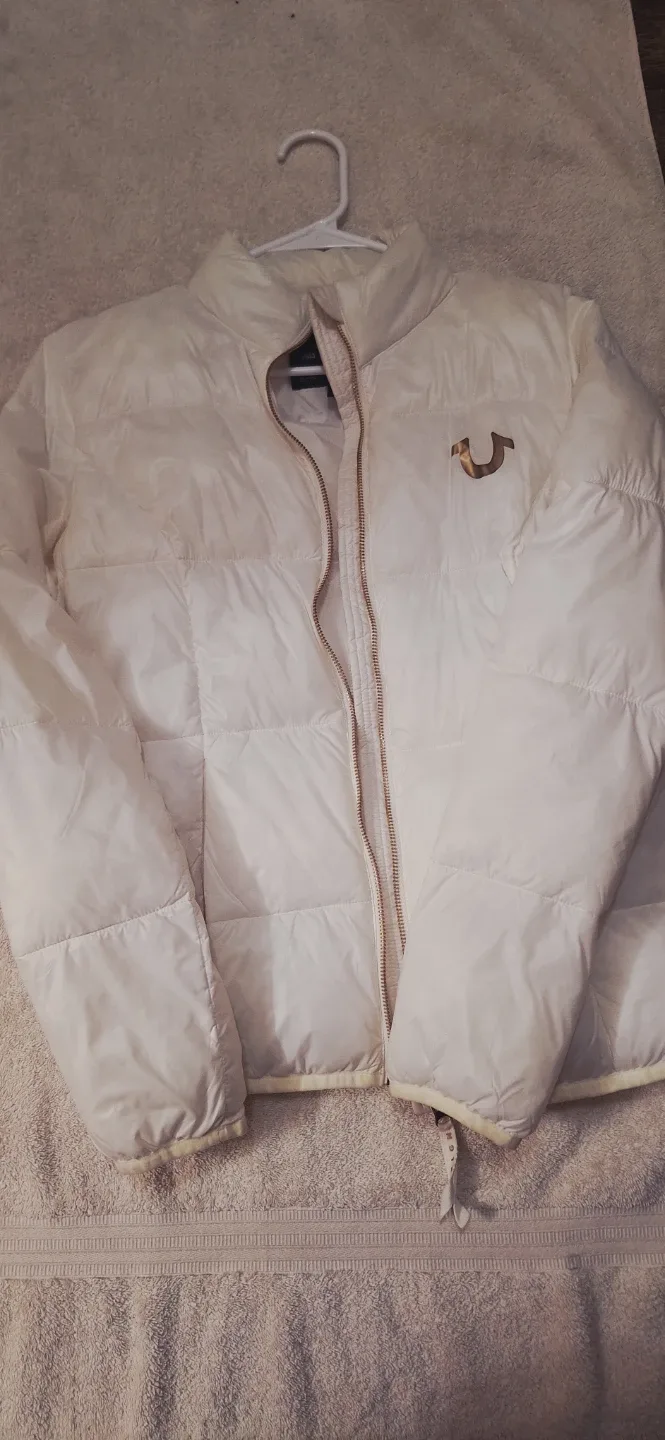 True Religion White Puffer Jacket XS