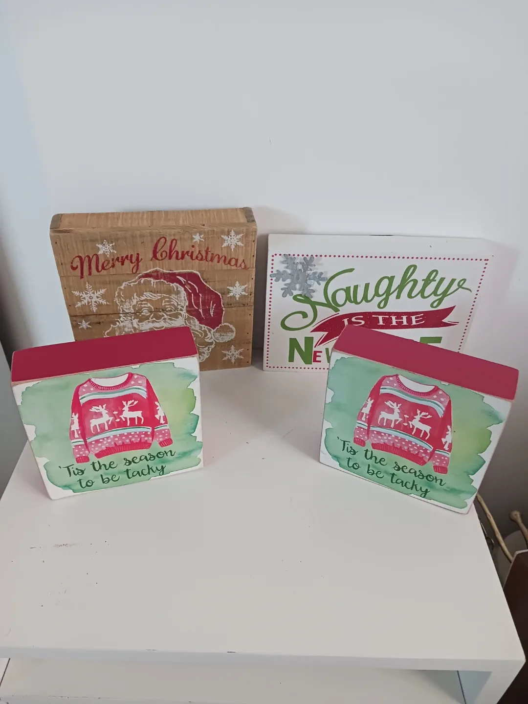 Fun & Rustic Christmas Wood Sign Bundle (4 Pcs)