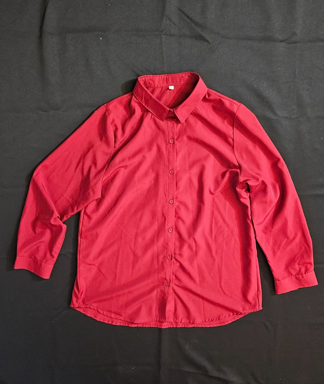 Red Long Sleeve Button-Up Shirt