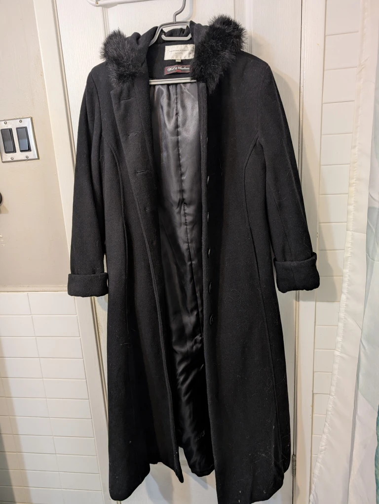 Fairweather Petite Black Wool & Cashmere Blend Coat - Size 8