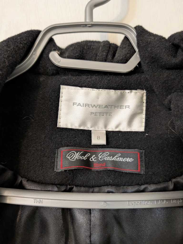 Fairweather Petite Black Wool & Cashmere Blend Coat - Size 8 - photo 2