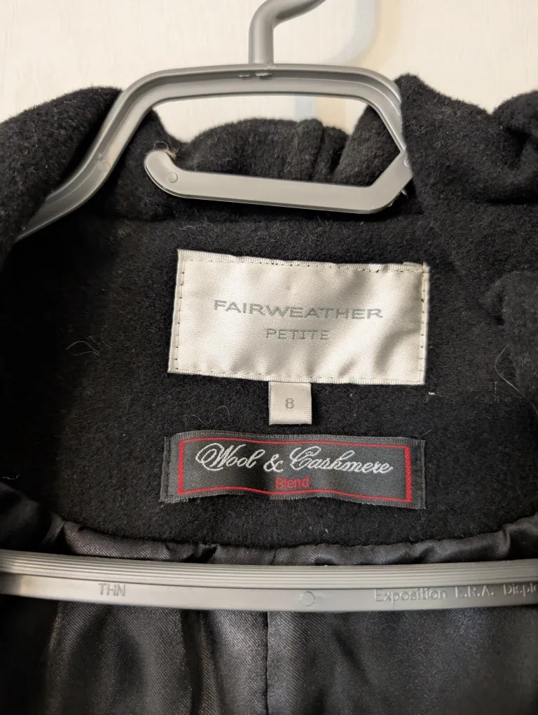 Fairweather Petite Black Wool & Cashmere Blend Coat - Size 8 image indicator(2)