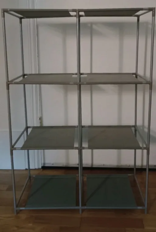 Grey Organizer/Shelving Unit with Metal Frame