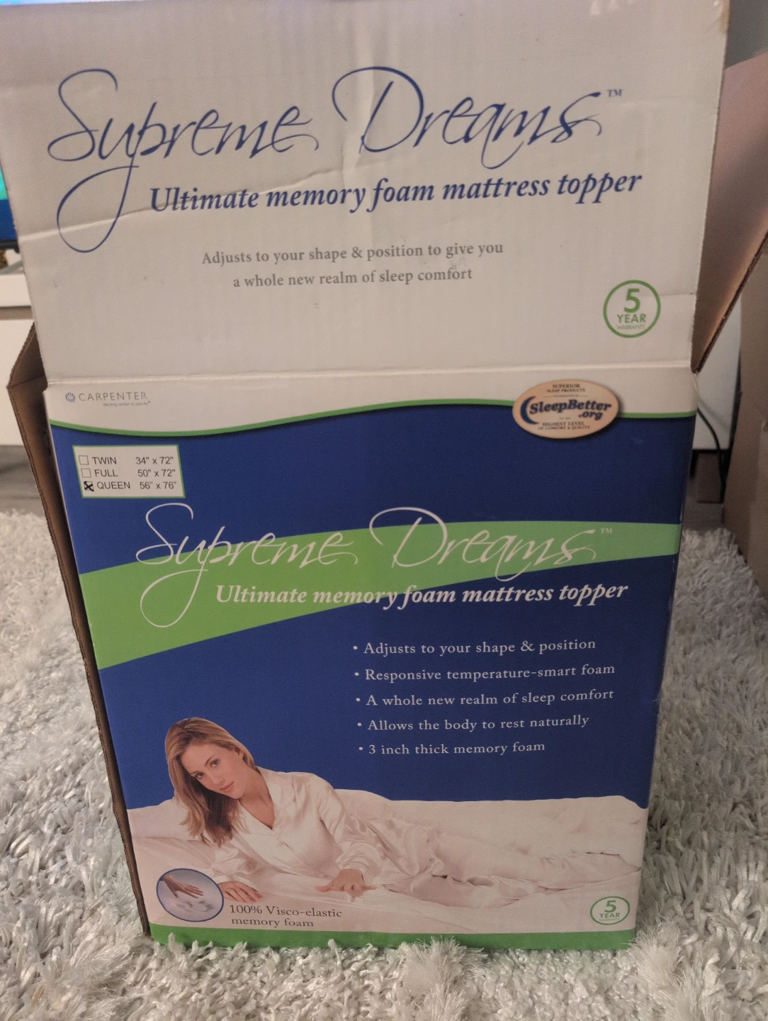 Supreme Dreams Queen Memory Foam Mattress Topper