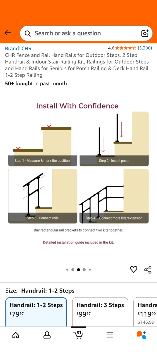 CHR Handrail Kit for 1-2 Steps - photo 4