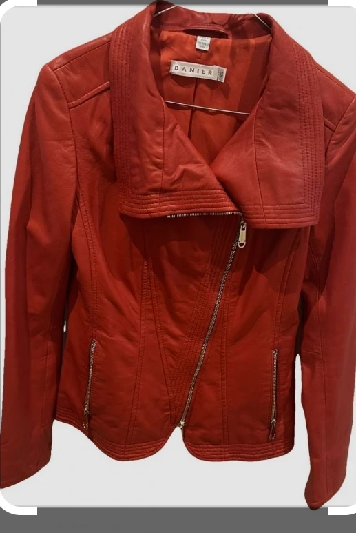 Danier Red Leather Jacket - Size S
