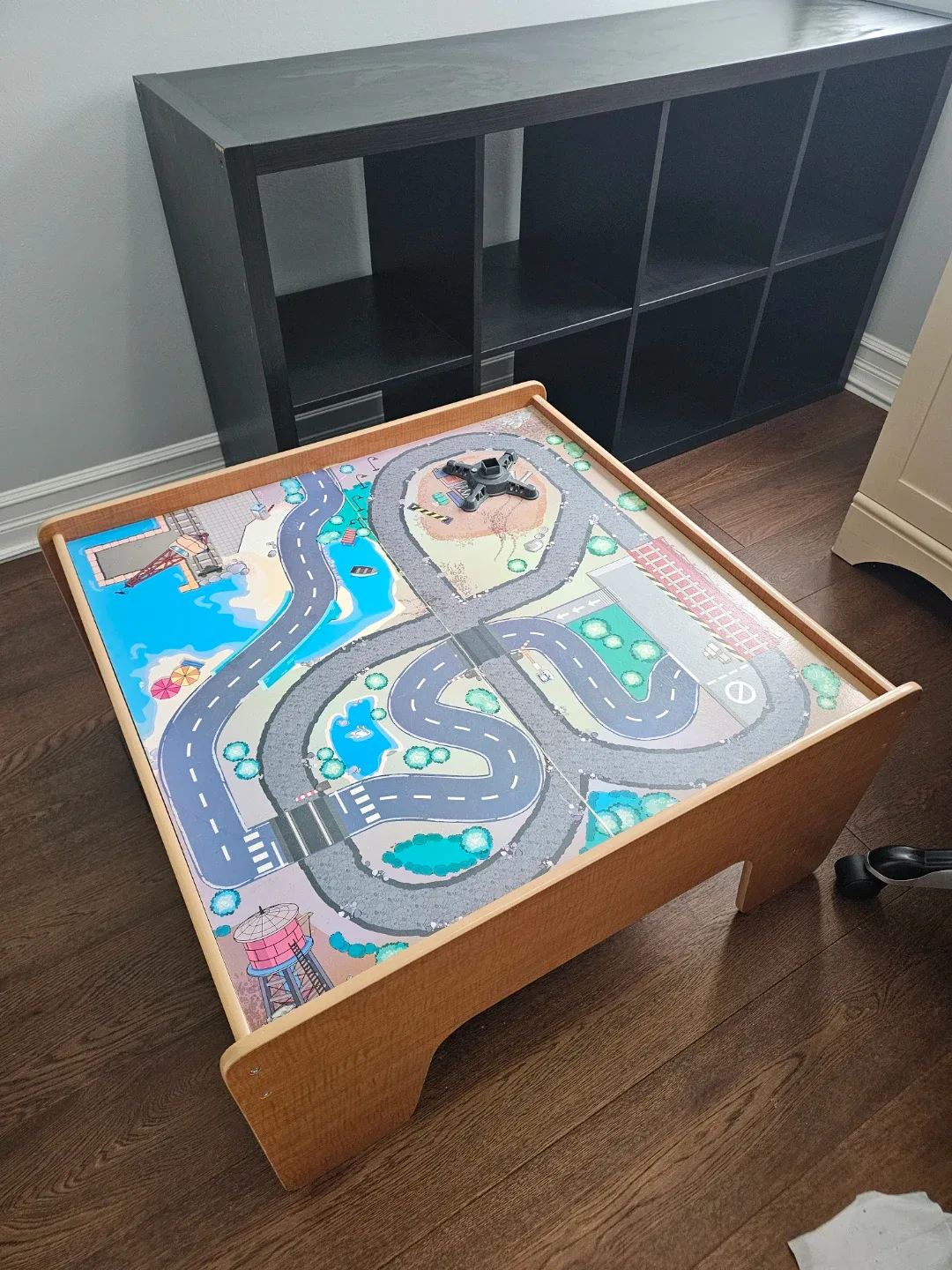 Kids' Wooden Play Table with Road Design