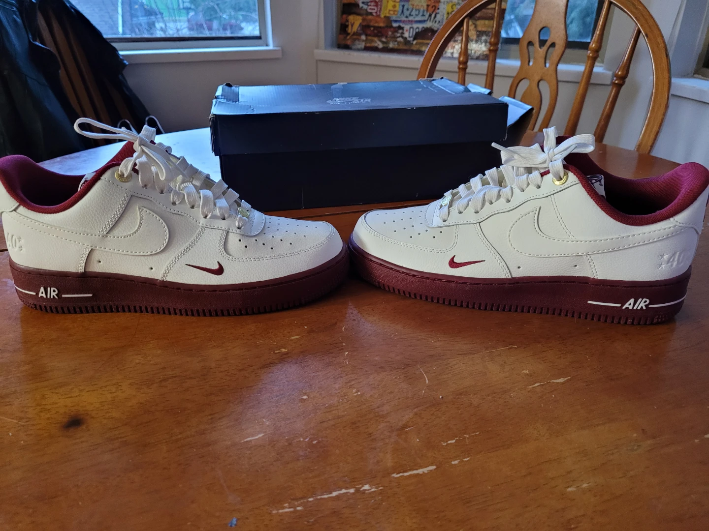 Nike Air Force 1 '82 White/Burgundy Shoes size 9 - photo 2