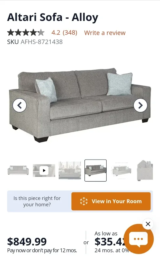 Grey Fabric Sofa Set image indicator(2)