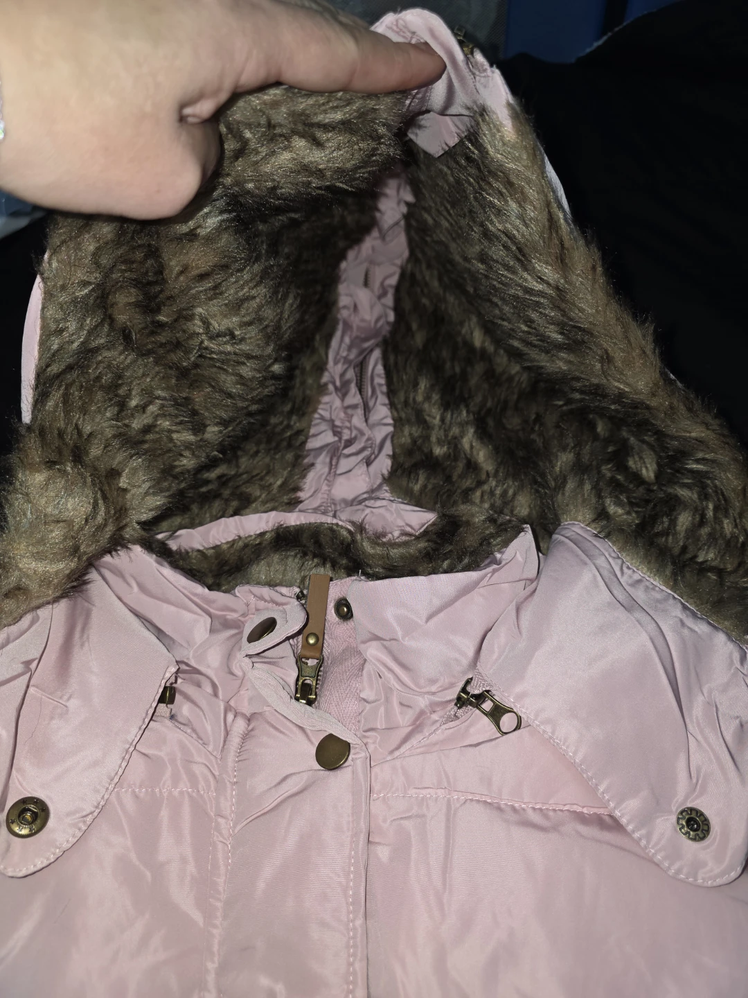 Pink Puffer Duck Down Jacket with Faux Fur Hood - photo 5