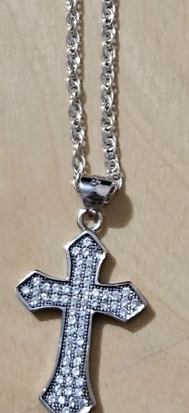 BN)9.25 Silver Cross Pendant Necklace image indicator(3)