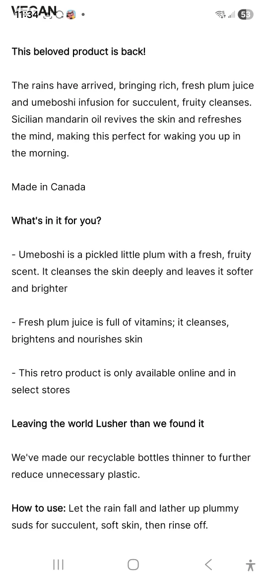 Lush Plum Rain Shower Gel 500ml - photo 3