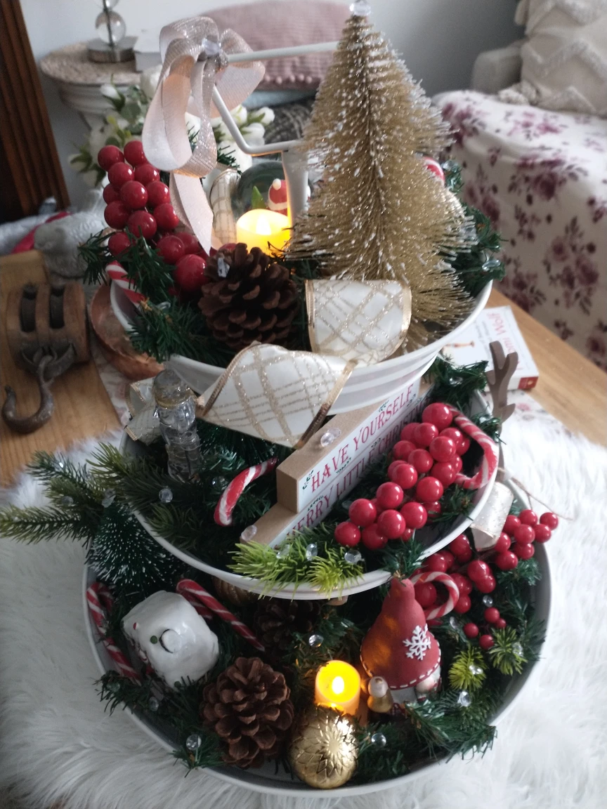 Christmas Themed Tiered Tray Decoration - photo 3