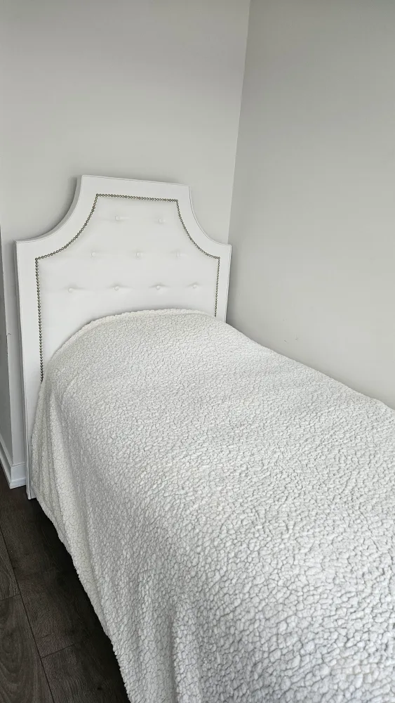 White Twin Headboard with Nailhead Trim