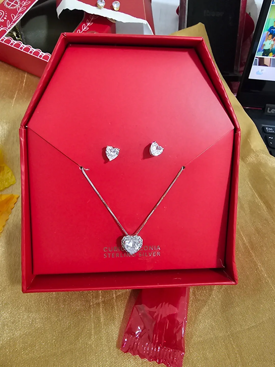 Curations Sterling Silver Heart Necklace & Earrings Set