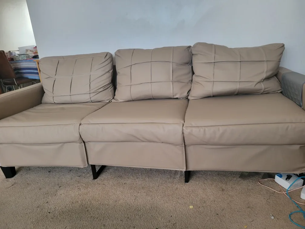 Beige Leather Sofa