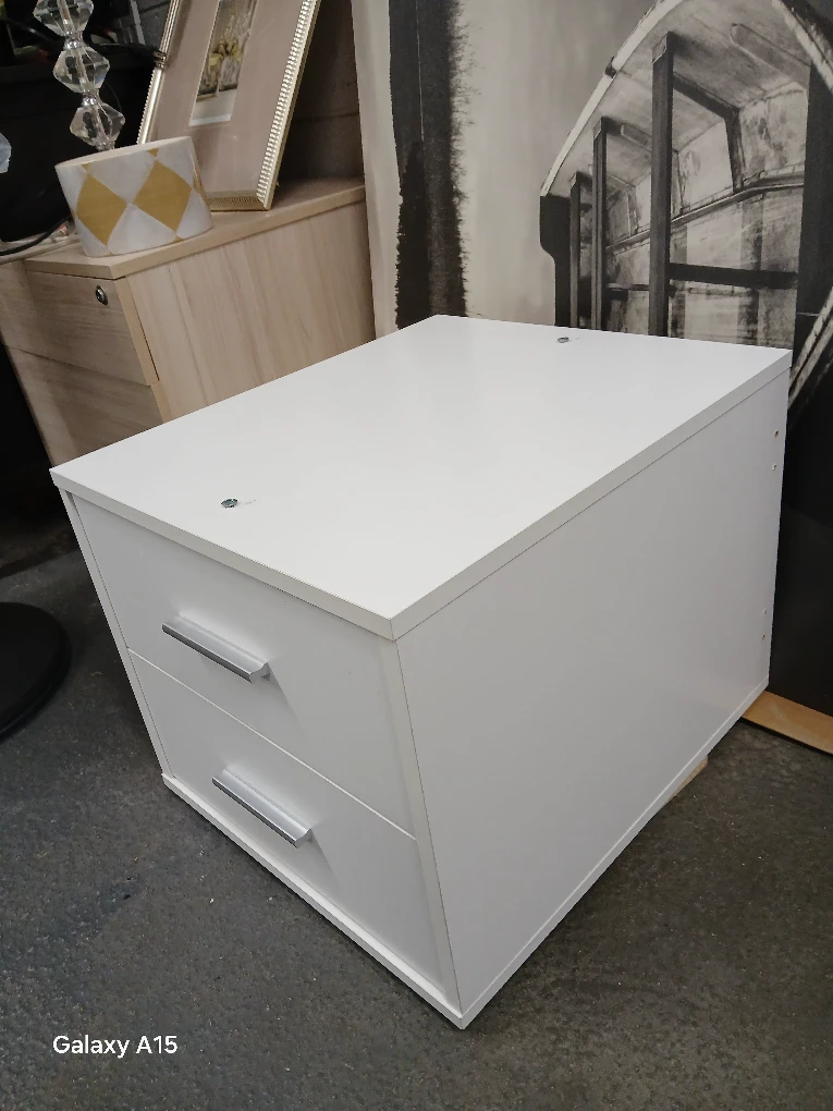 White Bedside Table with Two Drawers - photo 2