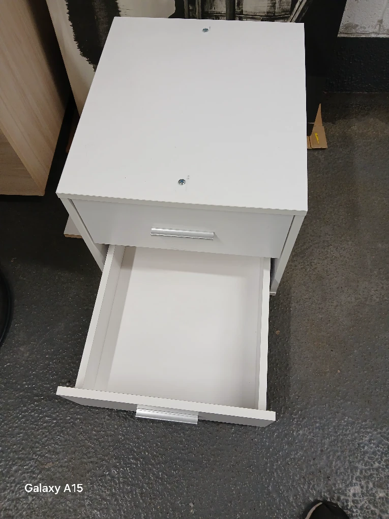 White Bedside Table with Two Drawers - photo 3