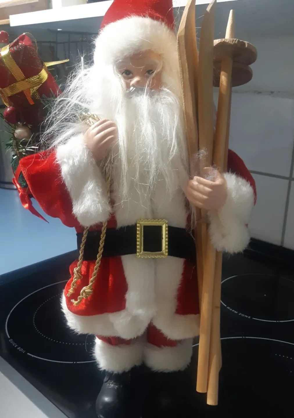 Santa Claus Figurine with Skis