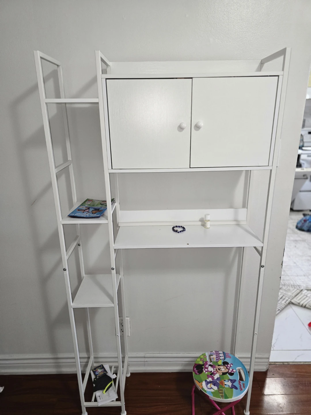 White Shelving Unit with Cabinet