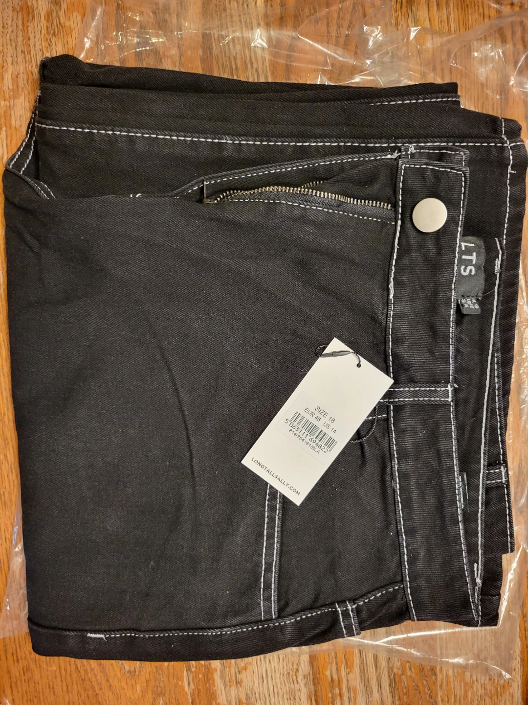 Long Tall Sally Black Contrast Stitch Wide Leg Jeans US 14 - photo 2