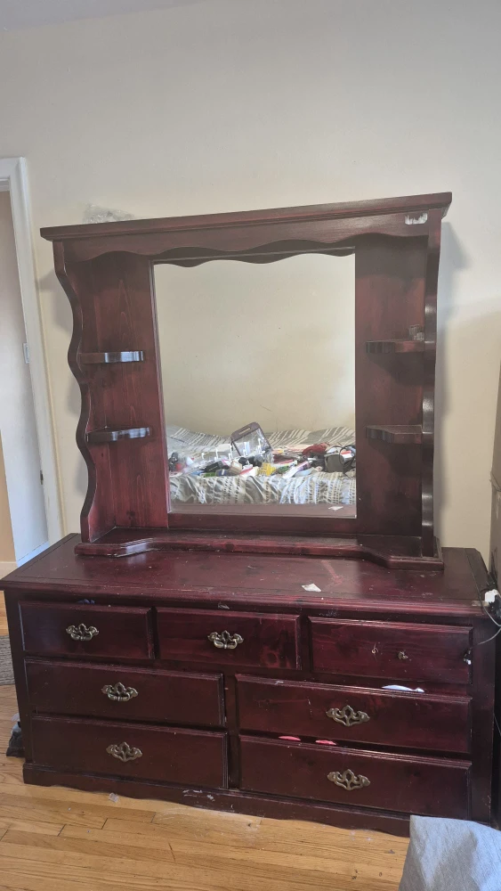 Dresser with Mirror - Dark Wood