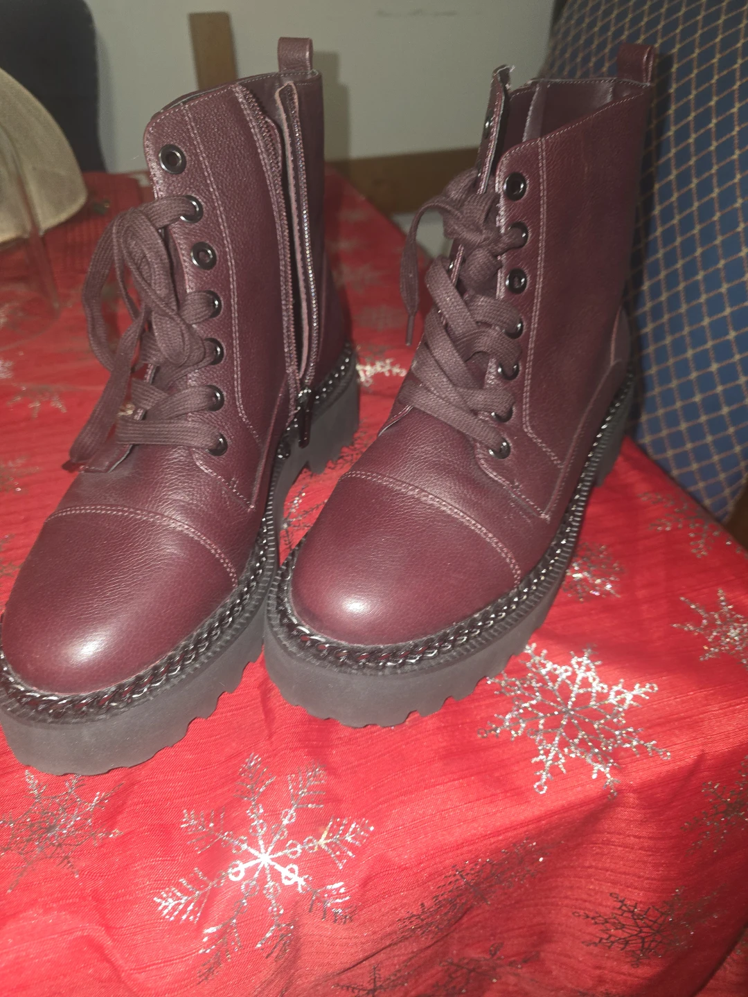 VG-MINDINTA Burgundy Leather Boots Size 9M/41