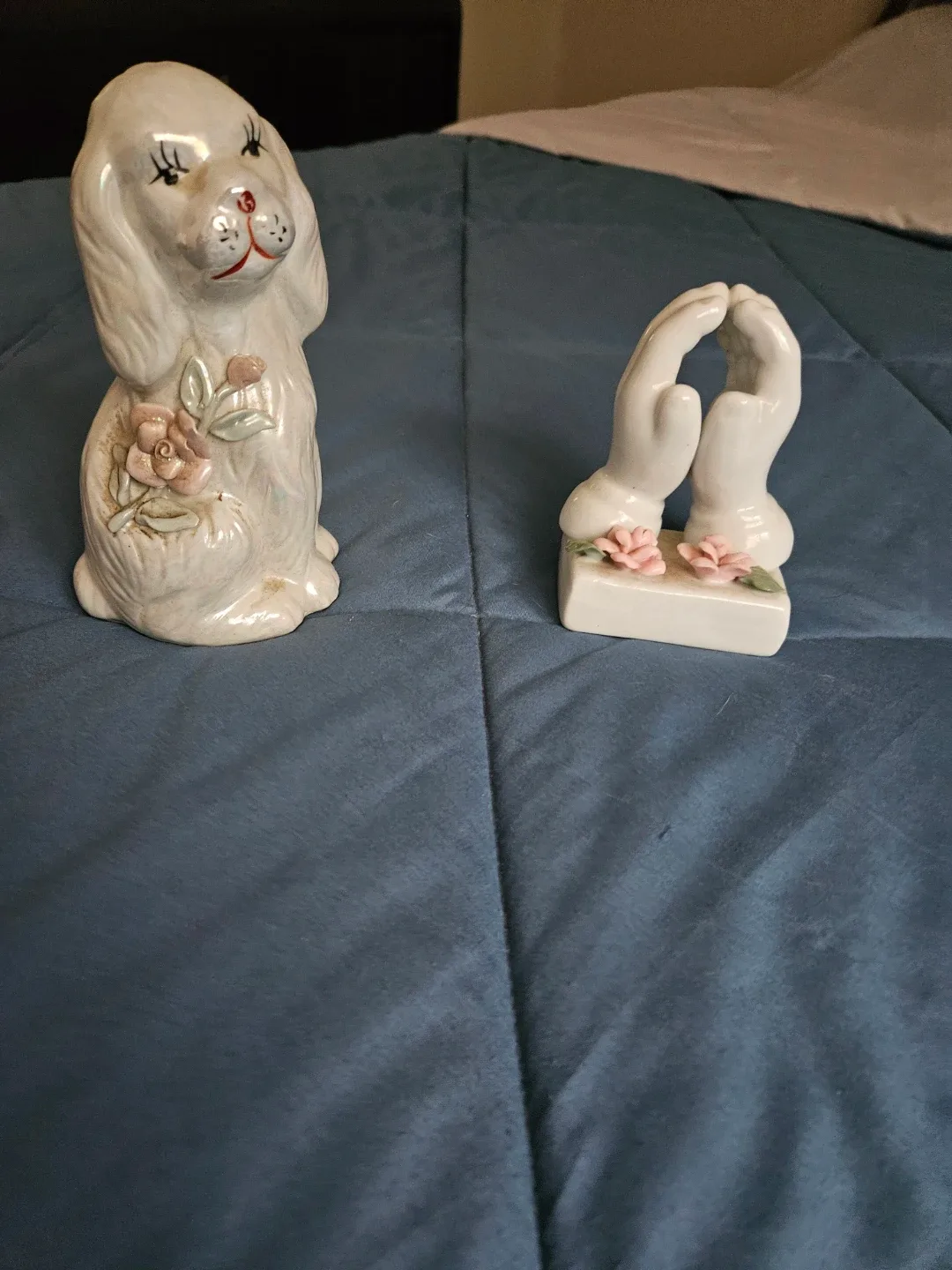Cute Ceramic Dog & Praying Hands Figurines