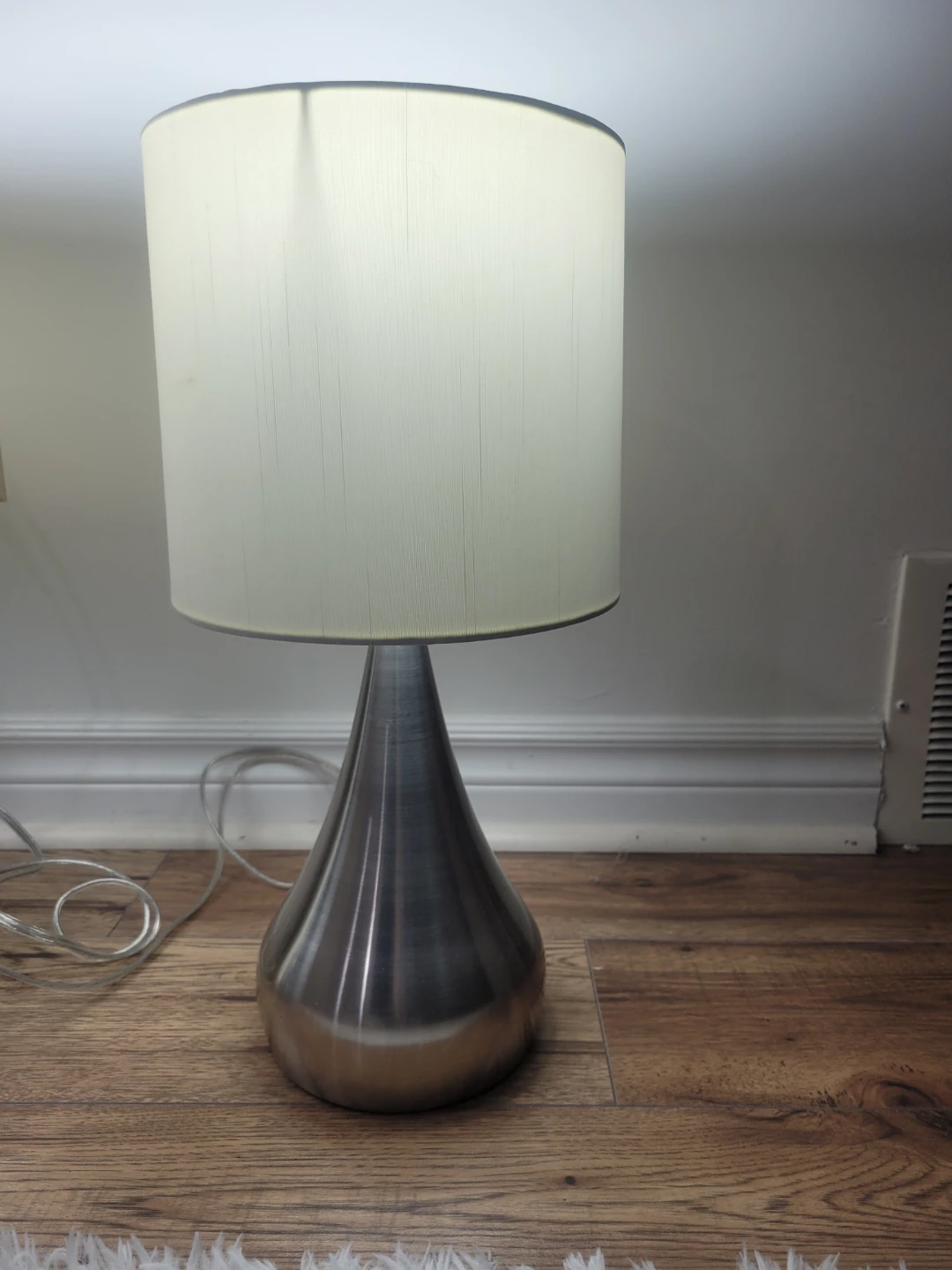 2 Silver Table Lamp with White Shade - photo 3
